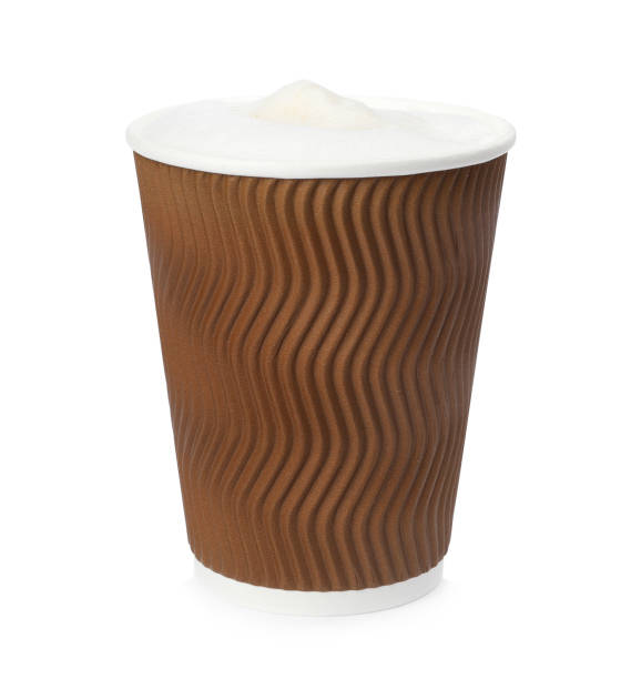istock Hot coffee in takeaway paper cup isolated on white 1359734319