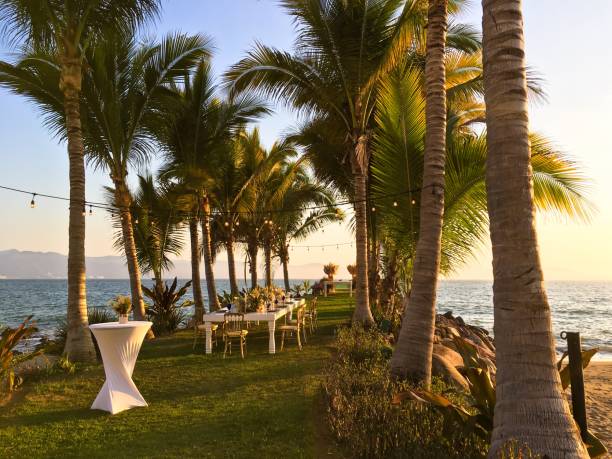 Wedding table decor outdoor beach wedding jetty Mexico Puerto Vallarta