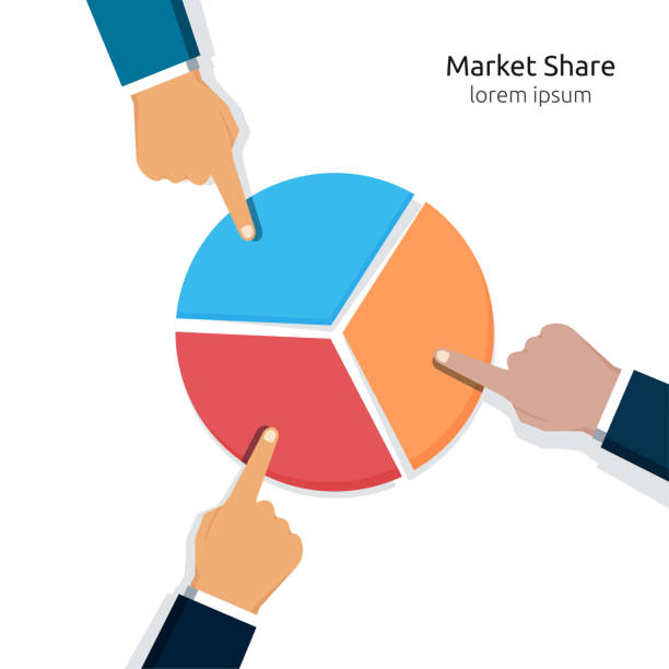 istock Market share business concept, Economic financial share profit with pie chart symbol illustration 1359759599