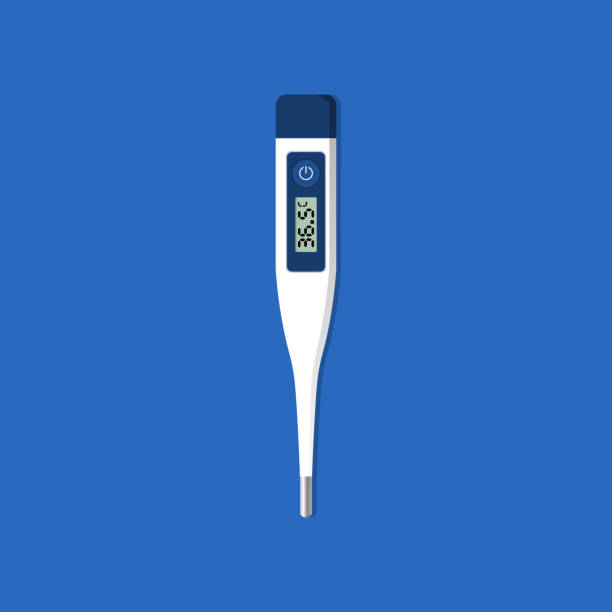 ilustrações de stock, clip art, desenhos animados e ícones de medical measuring device icon, digital thermometer flat vector - termómetro digital