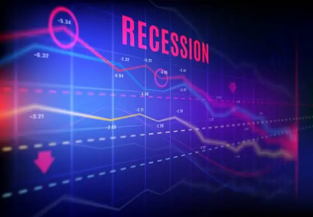 Vector illustration of Economics recession, crashed stock market graph