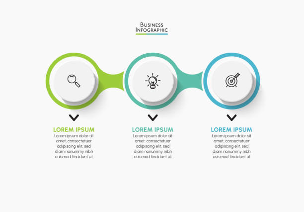 illustrazioni stock, clip art, cartoni animati e icone di tendenza di visualizzazione dei dati aziendali. icone infografiche timeline progettate per modelli di sfondo astratti - 3