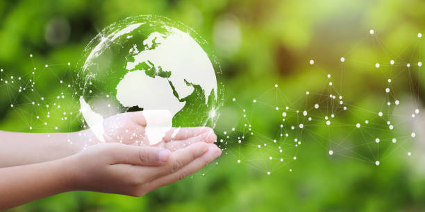 Woman holding icon of Earth. Woman holding icon of Earth. Concept day earth Save the world save environment. Ecology concept. environmental health stock pictures, royalty-free photos & images