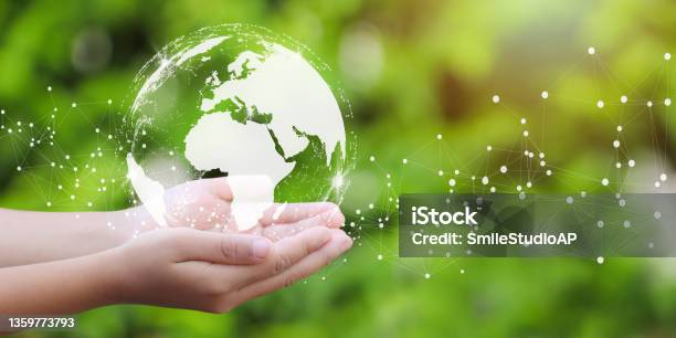 Woman Holding Icon Of Earth Stock Photo - Download Image Now - Globe - Navigational Equipment, Environment, Nature