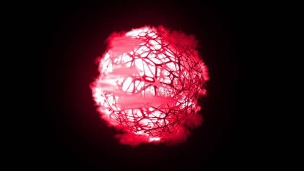istock Red Energy Planet Solar Sun Ball Sphere in Black Background 1359774429