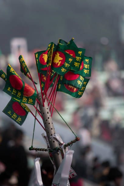 istock Bunch of Bangladeshi flags 1359774939