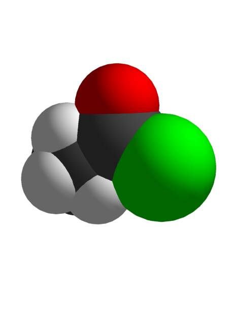 acetil cloreto 3d estrutura molecular de enchimento de espaço isolada em molécula de química de fundo branco - hydrogen bonding - fotografias e filmes do acervo