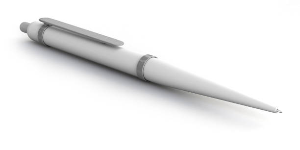 istock Realistic 3d white pen mockup isolated on white background. 3d illustration. 1359776560