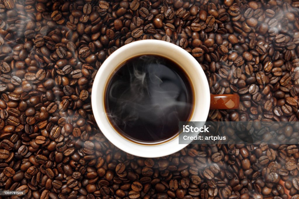 Sweet coffee aroma, coffee beans and morning coffee Coffee - Drink Stock Photo