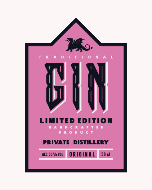 Template label for gin Template label for gin and other alcohol drink. Vector illustration gin label stock illustrations