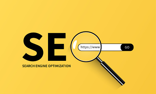 SEO Search engine optimization concept with magnifying glass vector