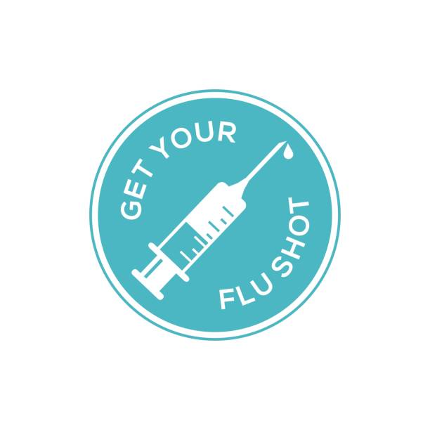 illustrations, cliparts, dessins animés et icônes de obtenez votre badge de vaccin contre la grippe. badge d’illustration vectorielle vaccin contre la grippe - vaccin contre la grippe