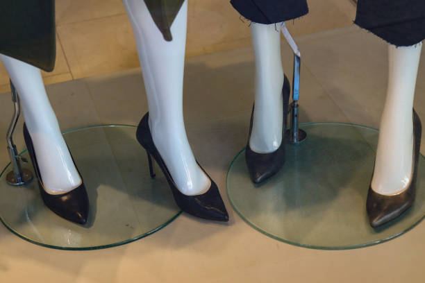fashionable shoes on display