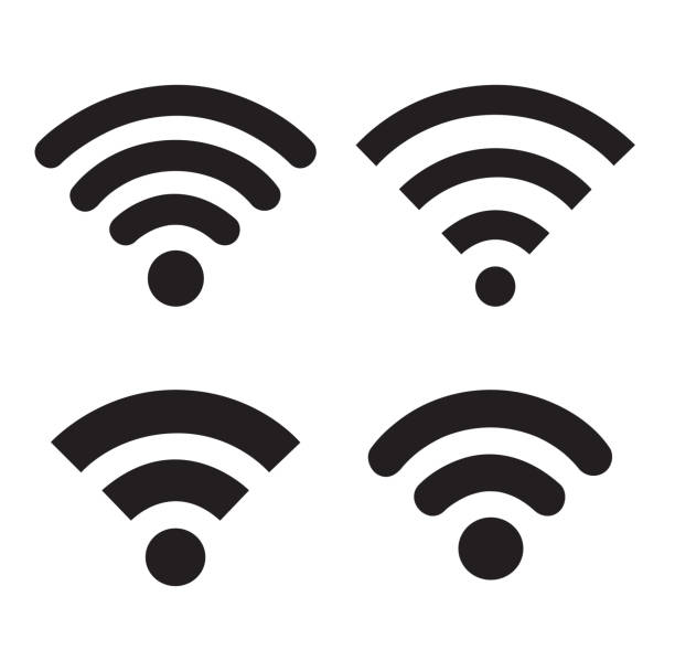 ilustraciones, imágenes clip art, dibujos animados e iconos de stock de vector de icono wifi, signo de internet inalámbrico - bluetooth wlan symbol computer icon