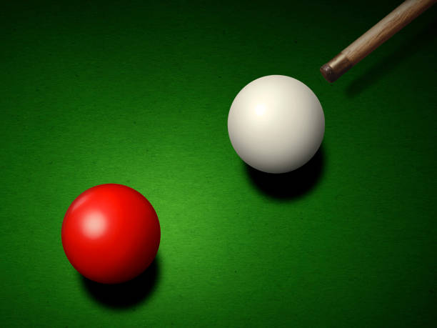 snooker game - player aiming the cue ball