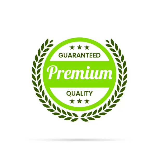 Vector illustration of Trendy Green Badge - Premium, Guaranteed Quality