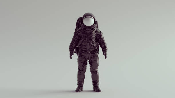 istock Black Astronaut Cosmonaut with White Helmet Visor Front View Spaceman Vintage 1980s Space Technology 1359806551