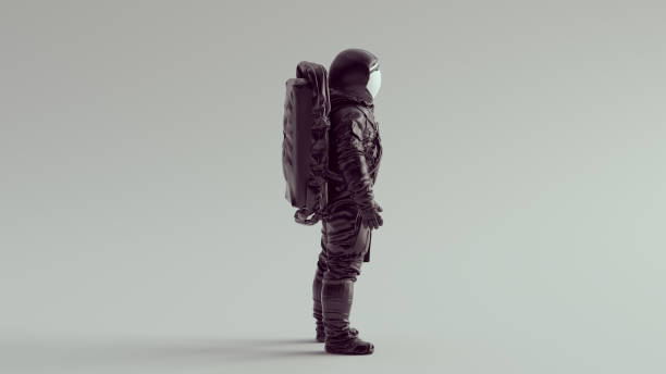 istock Black Astronaut Cosmonaut with White Helmet Visor Side View Spaceman Vintage 1980s Space Technology 1359806571
