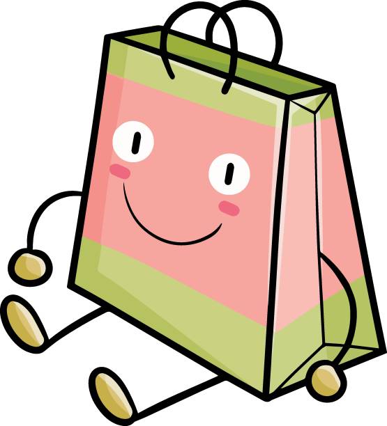 ilustrações, clipart, desenhos animados e ícones de imprimir - shopping bag paper bag retail drawing