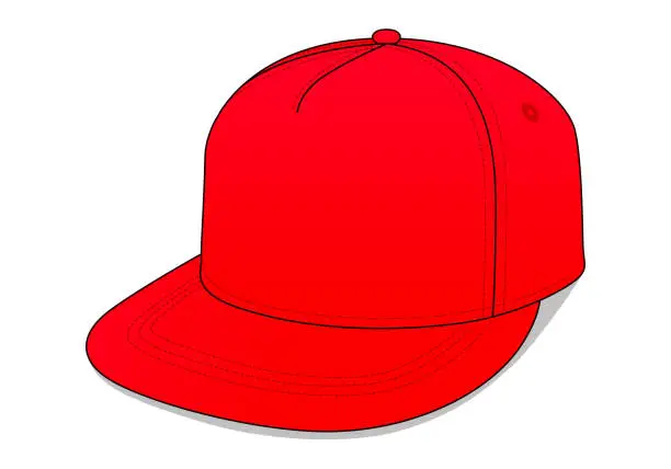 Vector illustration of Blank Red Hip Hop Cap Template Vector On White Background.