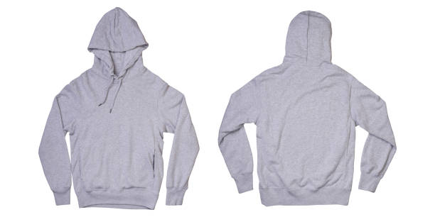 istock Gray sweater with hoodie on white background 1359809170