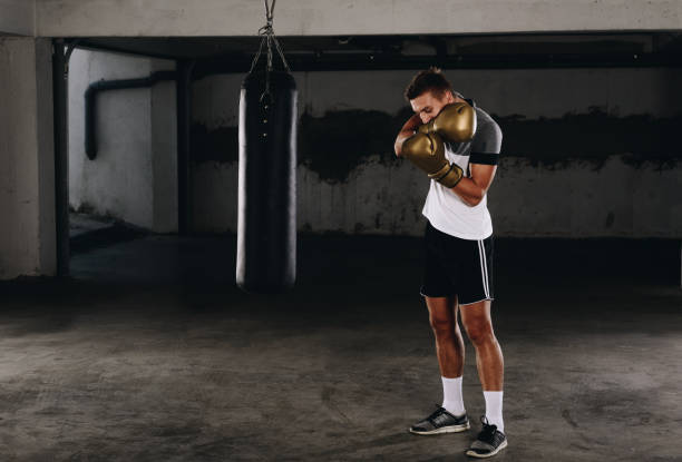 istock Boxer with boxing gloves before a fight 1359818580