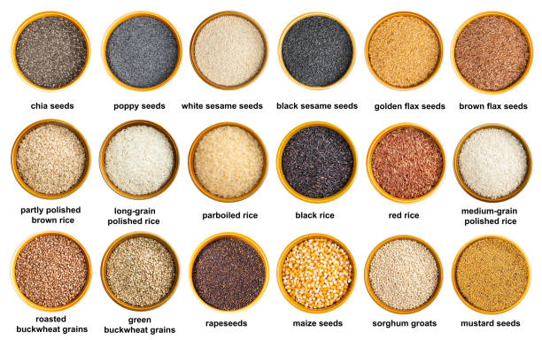 istock set of various seeds and grains in bowl with names 1359820452