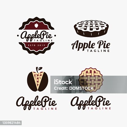 istock Set of Vintage retro emblem seal badge apple pie logo vector template 1359821484
