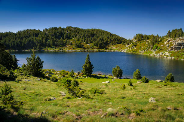 Carlit Lakes, Les Bouillouses, in summer (Pyrenees Orientales, France) stock photo