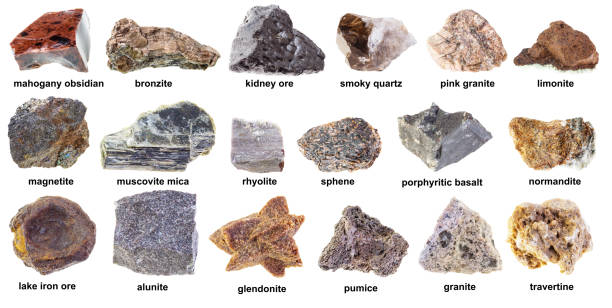 istock set of various brown unpolished rocks with names 1359826802