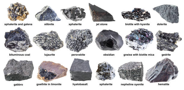 이름 컷 아웃 다양한 원시 검은 바위 세트 - gneiss 뉴스 사진 이미지