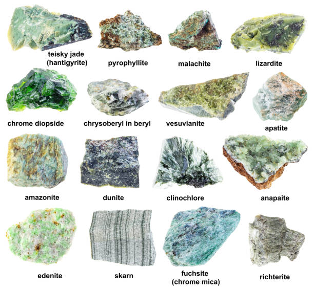 istock set of various unpolished green rocks with names 1359826844