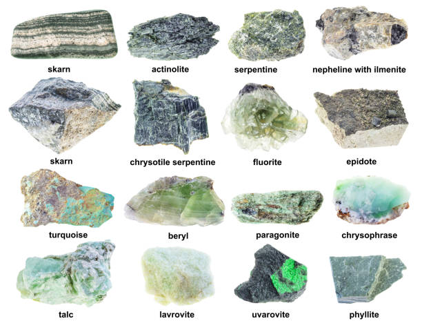 istock set of various rough green minerals with names 1359826855