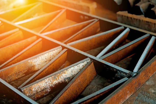 istock Metal product lies on workbench in workshop 1359829021