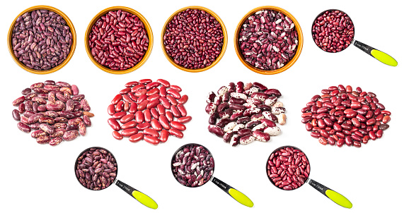 Red Beans Layout Set Of Various Red Beans Cutout On White Stock Photo - Download Image ...