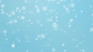 istock Falling white snowflakes on light blue background (seamless loop) 1359832691
