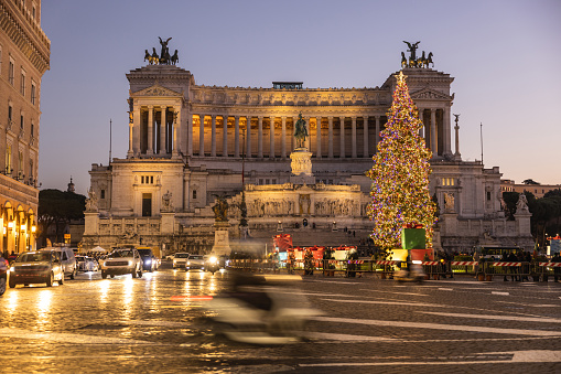 Altare della Patria Monument and Christmas tree 2021 in Rome