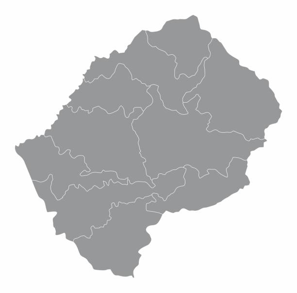 Lesotho administrative map Lesotho administrative map isolated on white background lesotho map stock illustrations