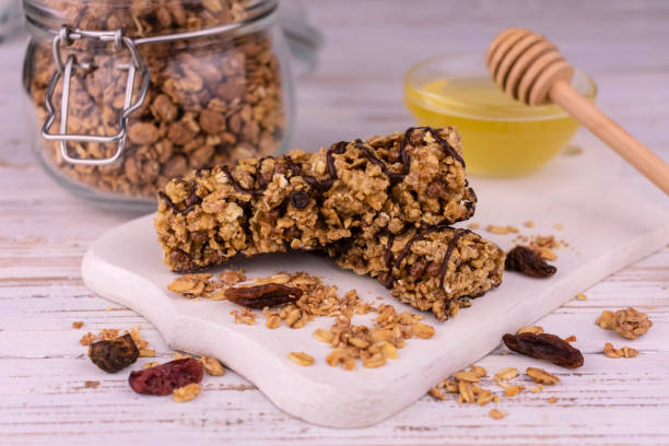 istock Granola bars with raisins and honey. Close-up. 1359843950