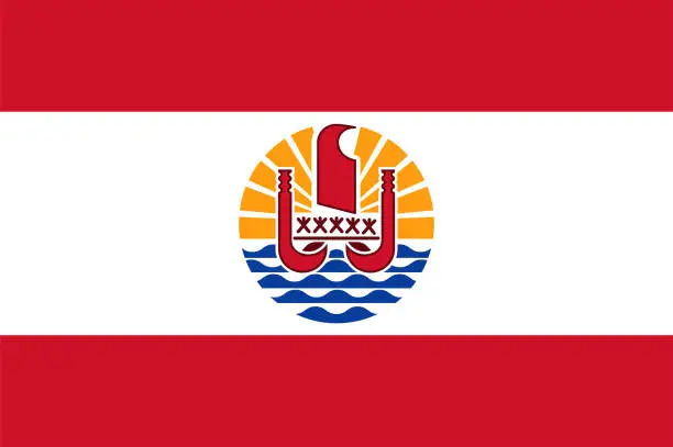 Vector illustration of Flag of French Polynesia is an overseas collectivity of France and its sole overseas country