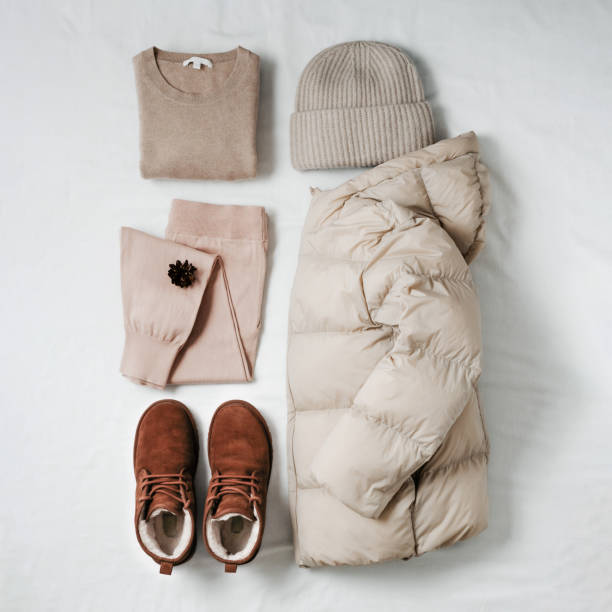 istock Women warm clothes outfit, flat lay, knolling 1359855218