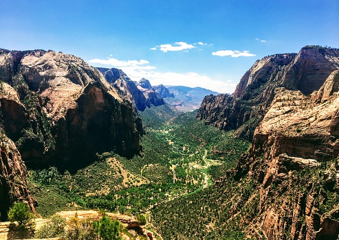 A beautiful view from world famous Angels Landing in Zion National Park.