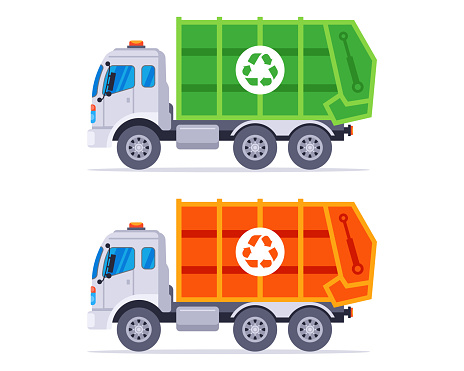 special equipment for transporting municipal waste to a landfill. flat vector illustration