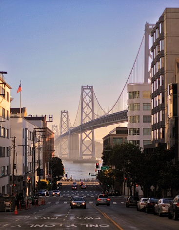 Early beautiful morning at Bay bridge, San Francisco