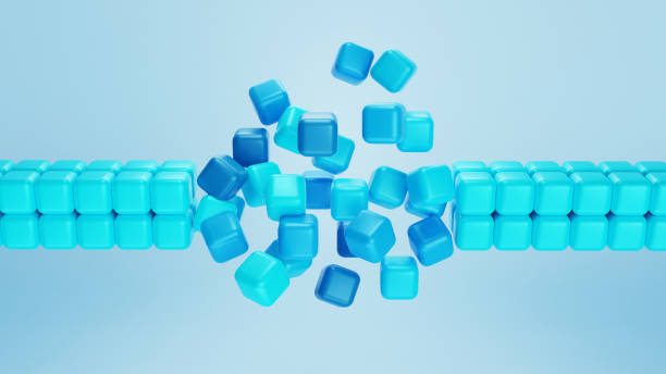 istock Colorful cubes flying Blue background. Abstract illustration, 3d render 1359862655