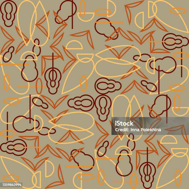 Seamless Pattern With Abstract Linear Shapes Stock Illustration ...