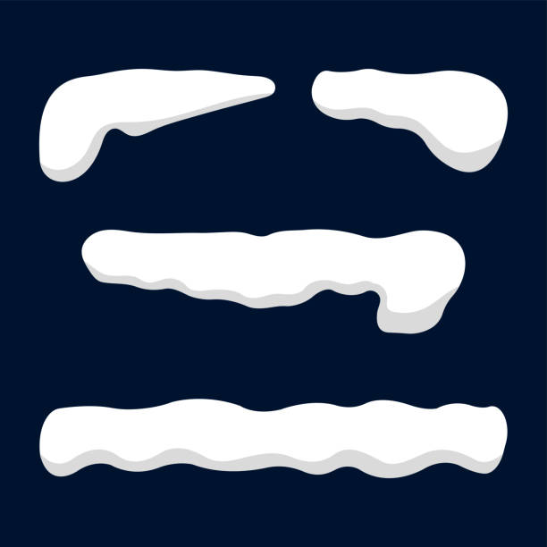 istock Set of snow icons. Horizontal view. Colored silhouette. Vector flat graphic illustration. The isolated object on a blue background. Isolate. 1359864379
