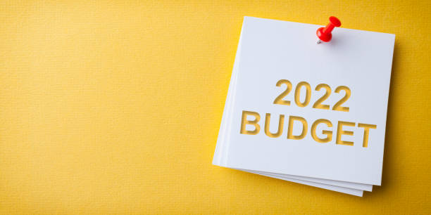 istock Budget 2022 Word in Yellow Sticky Note on Yellow Background 1359866411