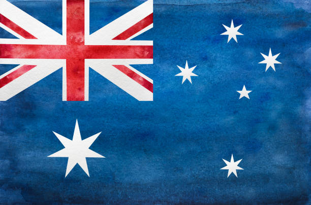 istock Beautiful drawing of the Australian Flag. Closeup 1359875081