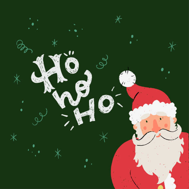 istock Ho Ho Ho hand lettering and cartoon Santa 1359876215